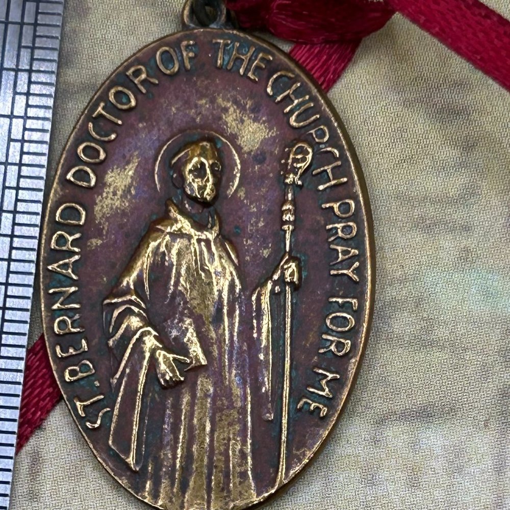 Vintage Saint Bernard Doctor of the Church St Anthony Religious Medal Pendant - Picture 1 of 5